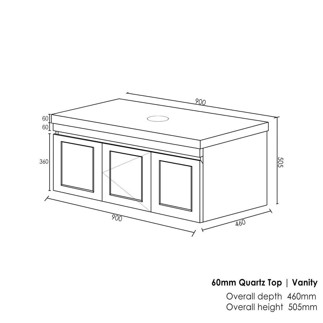 Satin Light Grey Hampton Mark II900 Wall Hung Mont Blanc 60mm No Top Taphole HPM900GST-60CA-NTH