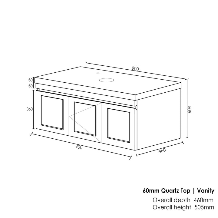 Satin White Hampton Mark II900 Wall Hung Mont Blanc 60mm Top 10 O'clock Taphole HPM900WST-60CA-10TH