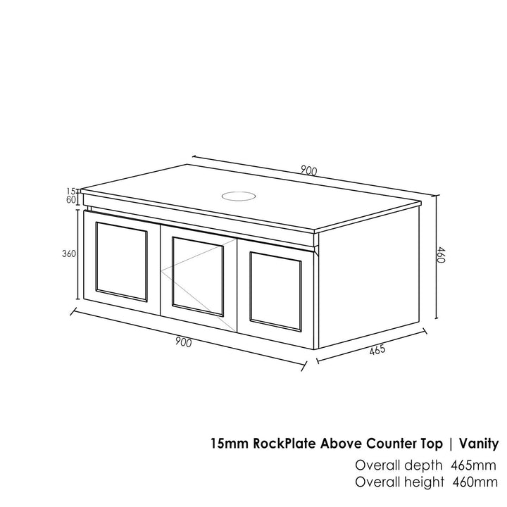 Satin White Hampton Mark II900 Wall Hung Empire Black Top No Taphole HPM900WST-EB-NTH