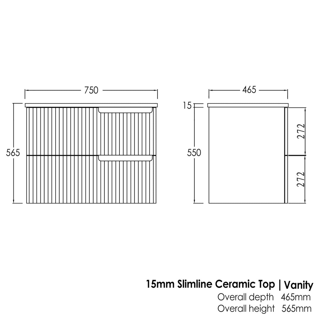 Satin White Noosa750 Wall Hung Mont Blanc Top No Taphole NS750WST-CA-NTH