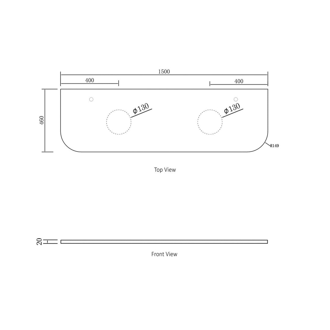 BONDI NATURAL OAK 1500X460 CURVE VANITY BO1500NST-CA-12TH