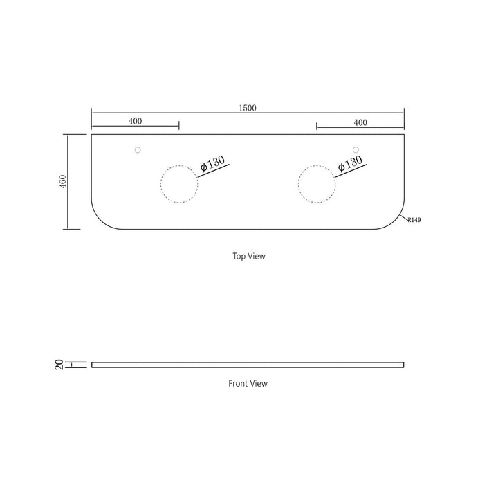 BONDI NATURAL OAK 1500X460 CURVE VANITY BO1500NST-CA-12TH