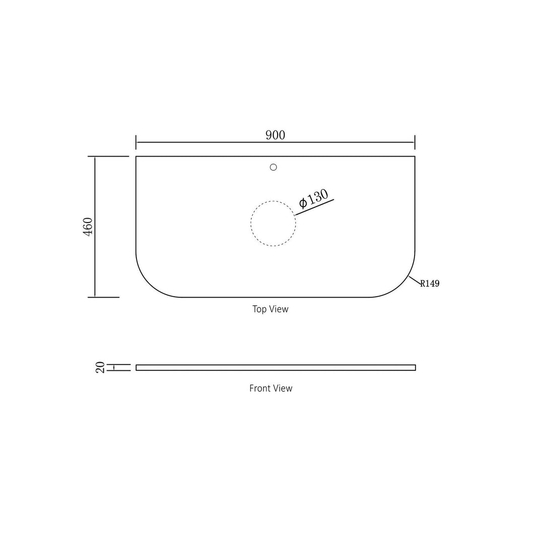 BONDI NATURAL OAK 900X460 CURVE VANITY BO900NST-CA-12TH