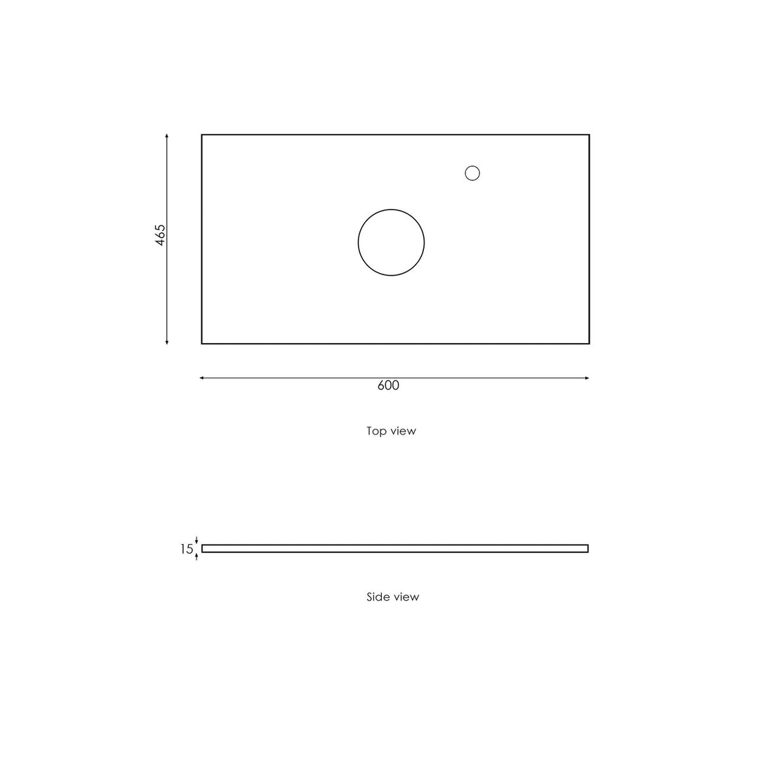 Satin Light Grey Hampton Mark II600 Wall Hung Amani Grey Top 2 O'clock Taphole HPM600GST-G-2TH