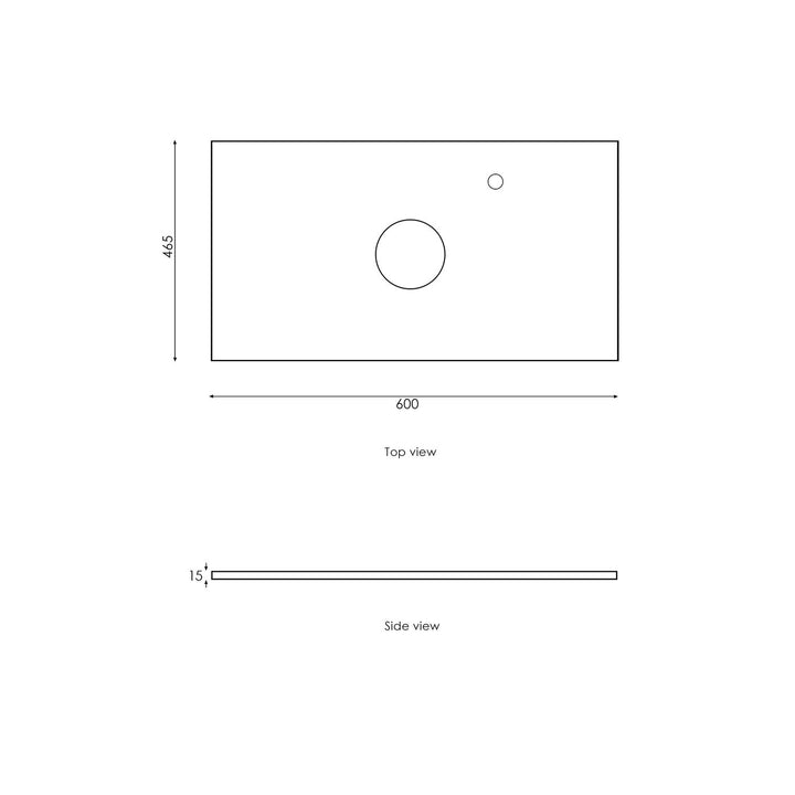 Satin White Hampton Mark II600 Wall Hung Amani Grey Top 2 O'clock Taphole HPM600WST-G-2TH