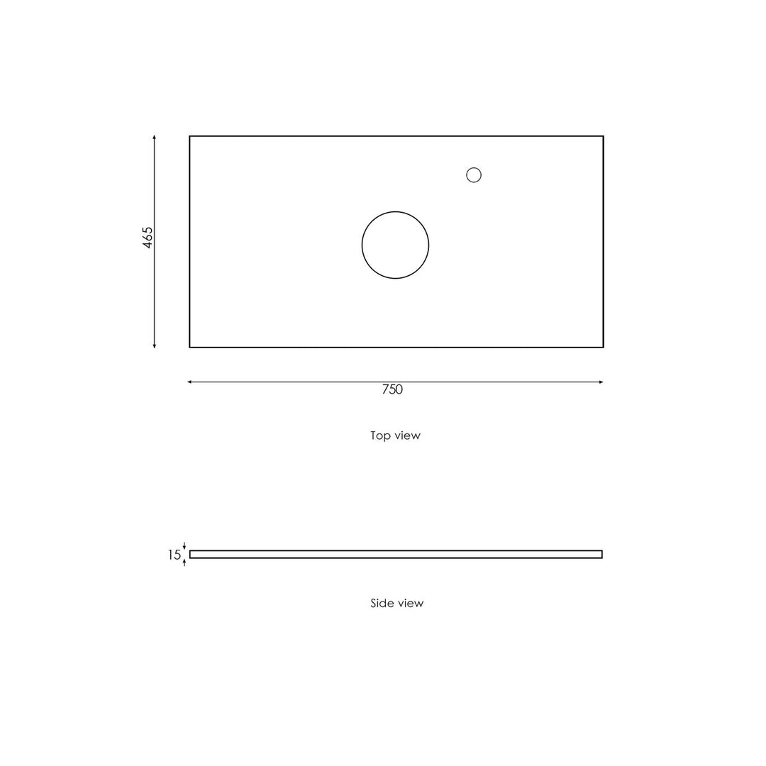 Satin White Hampton Mark II750 Wall Hung Amani Grey Top 2 O'clock Taphole HPM750WST-G-2TH