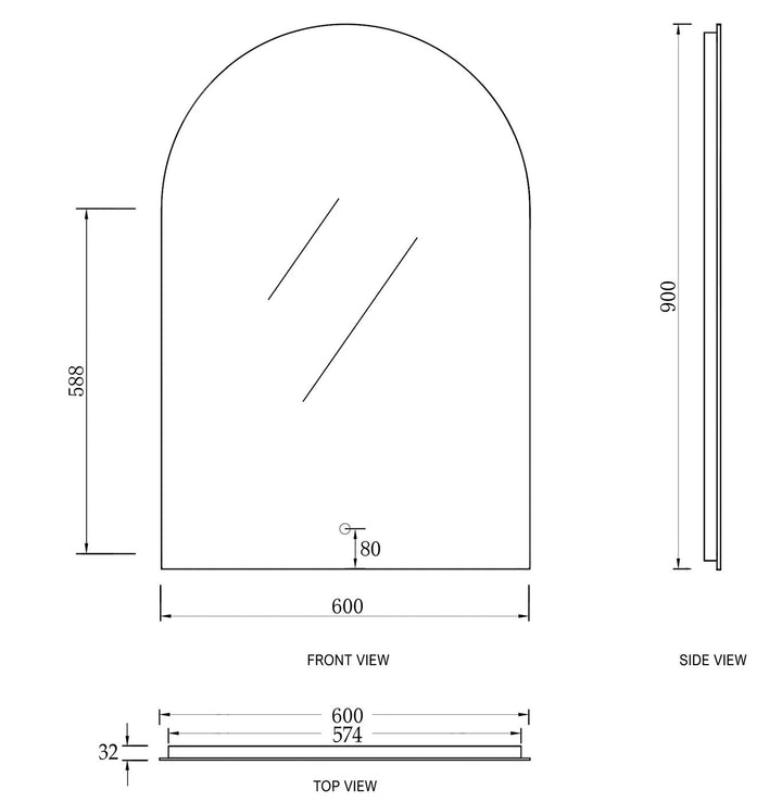 LED ARCHIE MIRROR 900X600 ANTI-FOG