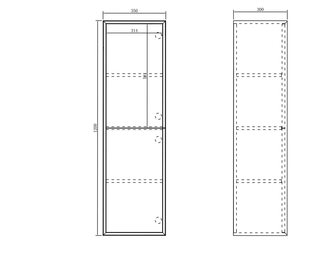 Noosa Wh Tall Boy 1200x350mm NSTB