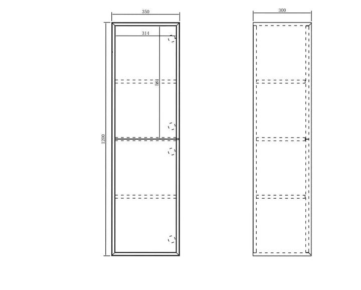 Noosa Wh Tall Boy 1200x350mm NSTB