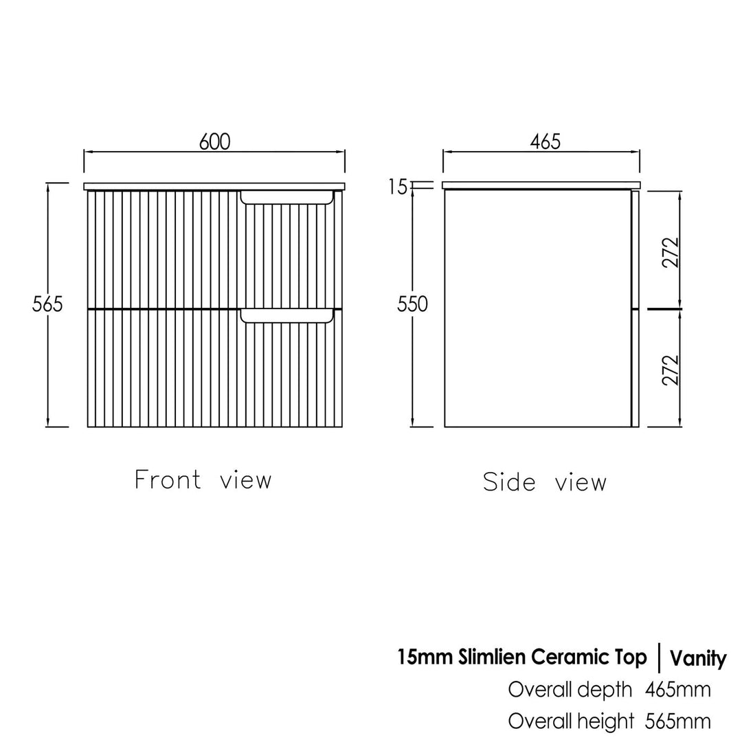 SATIN WHITE NOOSA 600MM WALL HUNG VANITY NS600WST-CA-12TH