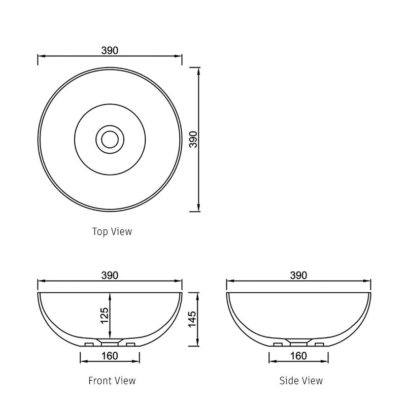 Matte White Solid Surface Basin 390x390x145 SSB3939