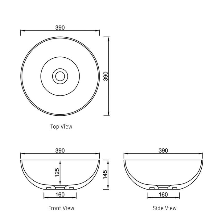 Matte White Solid Surface Basin 390x390x145 SSB3939