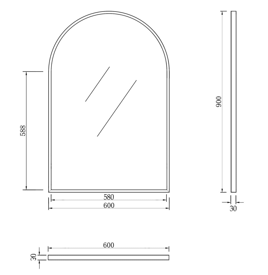 Metal Framed Archie Mirror 900x600 Brush Gold MFMAR9060G