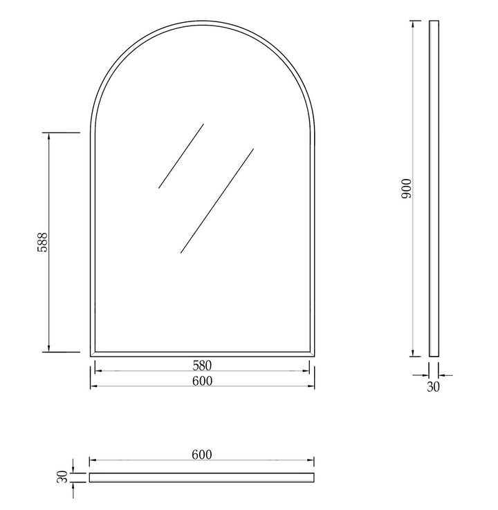 Metal Framed Archie Mirror 900x600 Brush Gold MFMAR9060G