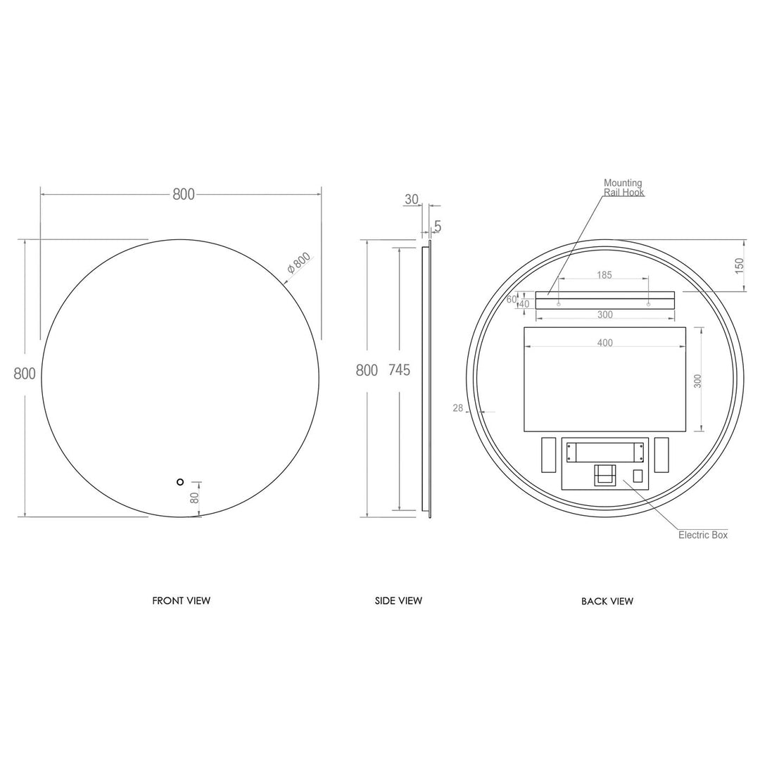 BONDI LED Frameless Mirror 800 LED-R800