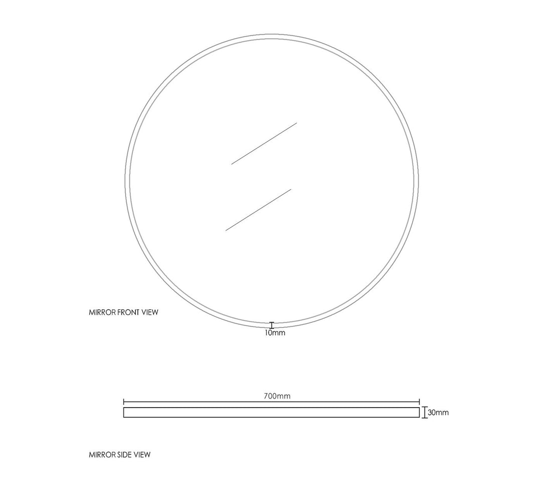 LONDON CHROME METAL FRAME ROUND MIRROR 700MM