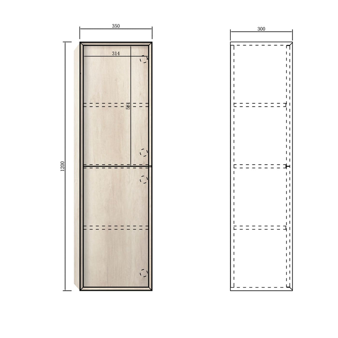 Byron TBN/ Plywood Tall Boy 350x300x1200mm Natural Oak BYTB