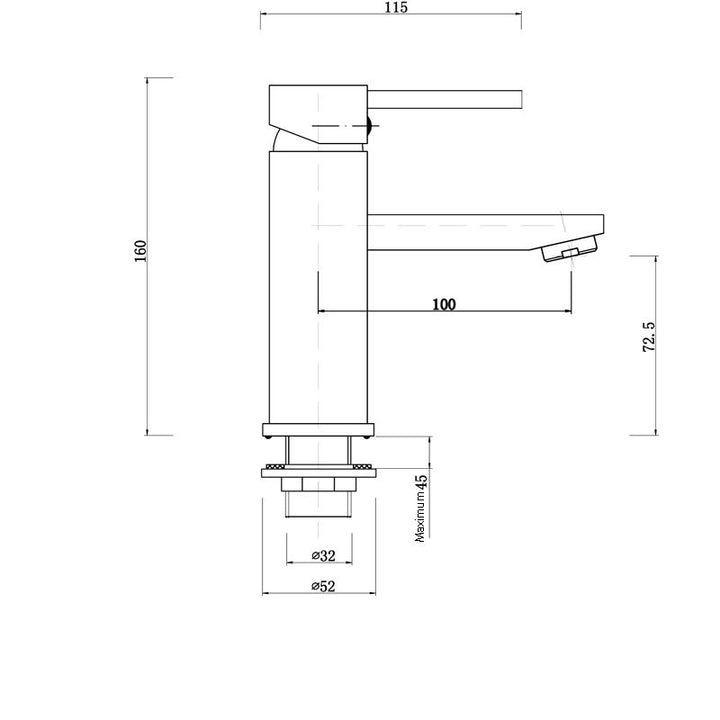 LUCID PIN Series Round Matt Black Basin Mixer