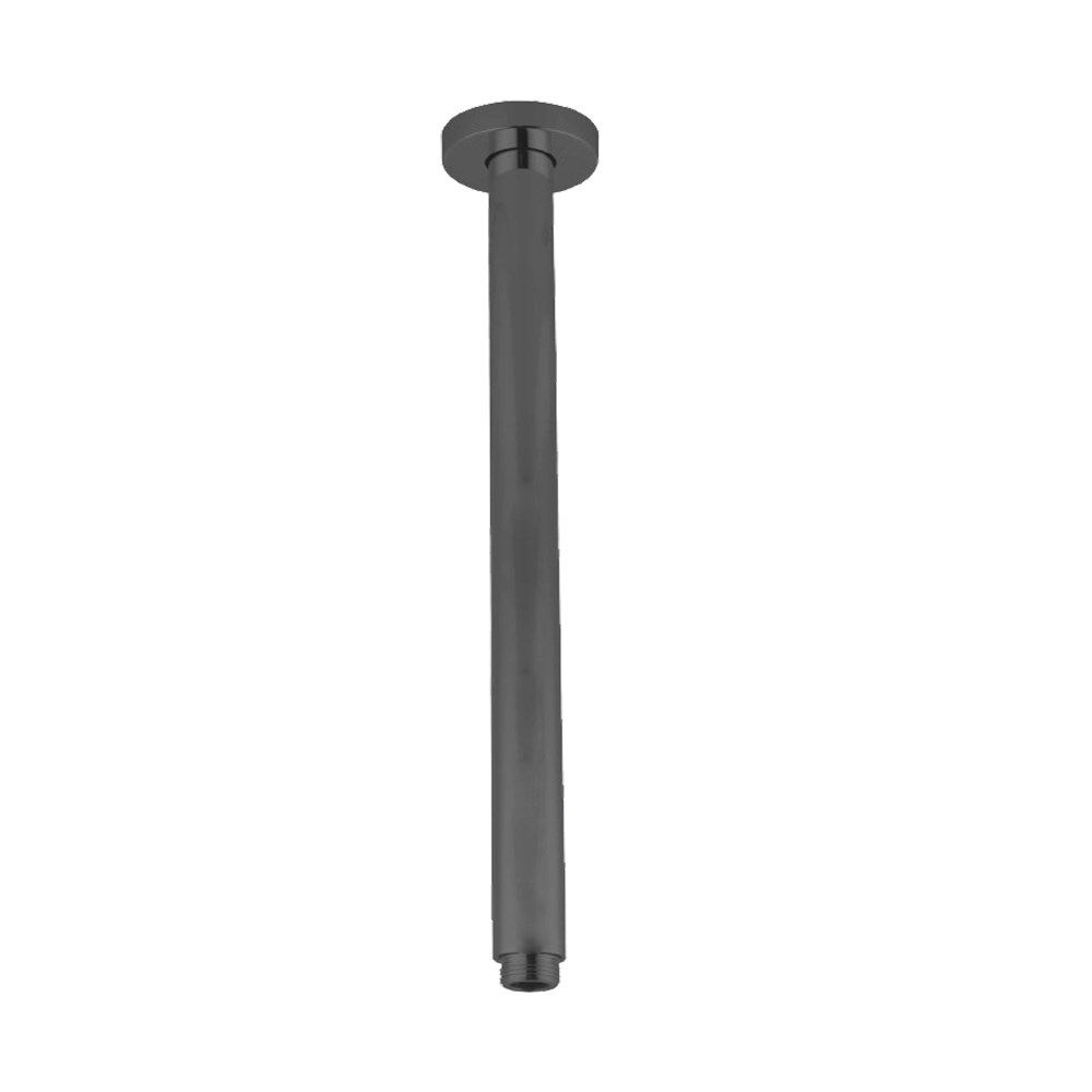 Round Gun Metal Grey Ceiling Shower Arm 400mm