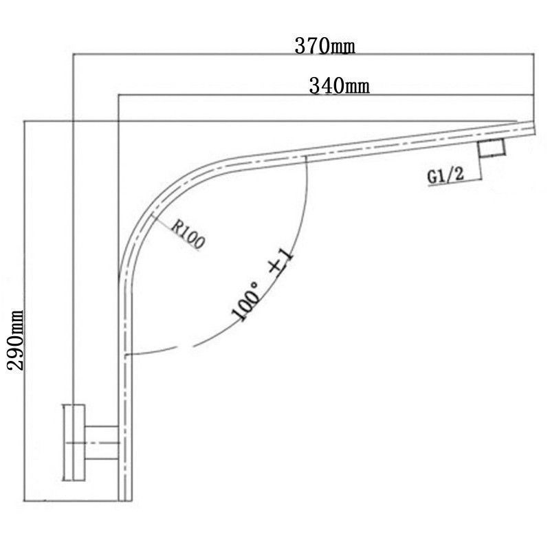 Square Chrome Gooseneck Wall Shower Arm