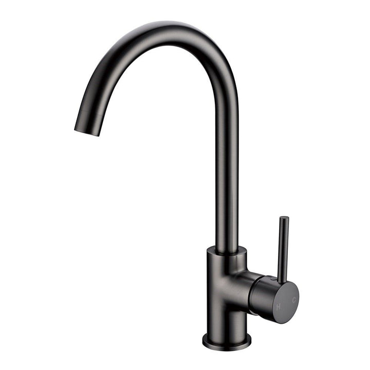 Round Gun Metal Grey Kitchen Sink Mixer Tap