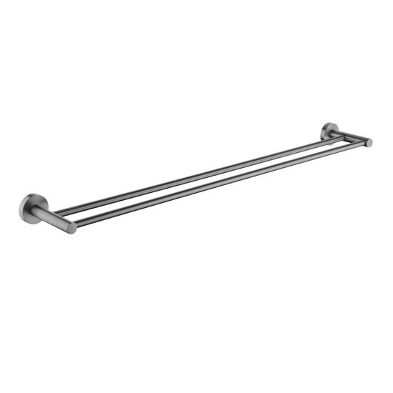 LUCID PIN 800mm Round Gunmetal Double Towel Rail