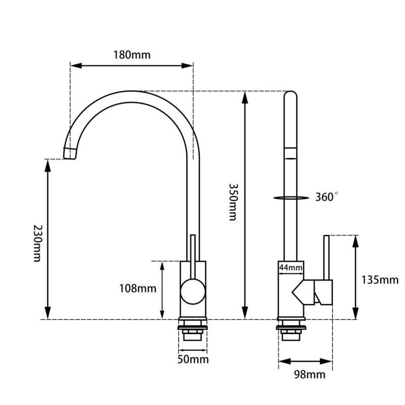 Round Matt Black Kitchen Sink Mixer Tap