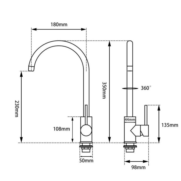 Round Gun Metal Grey Kitchen Sink Mixer Tap