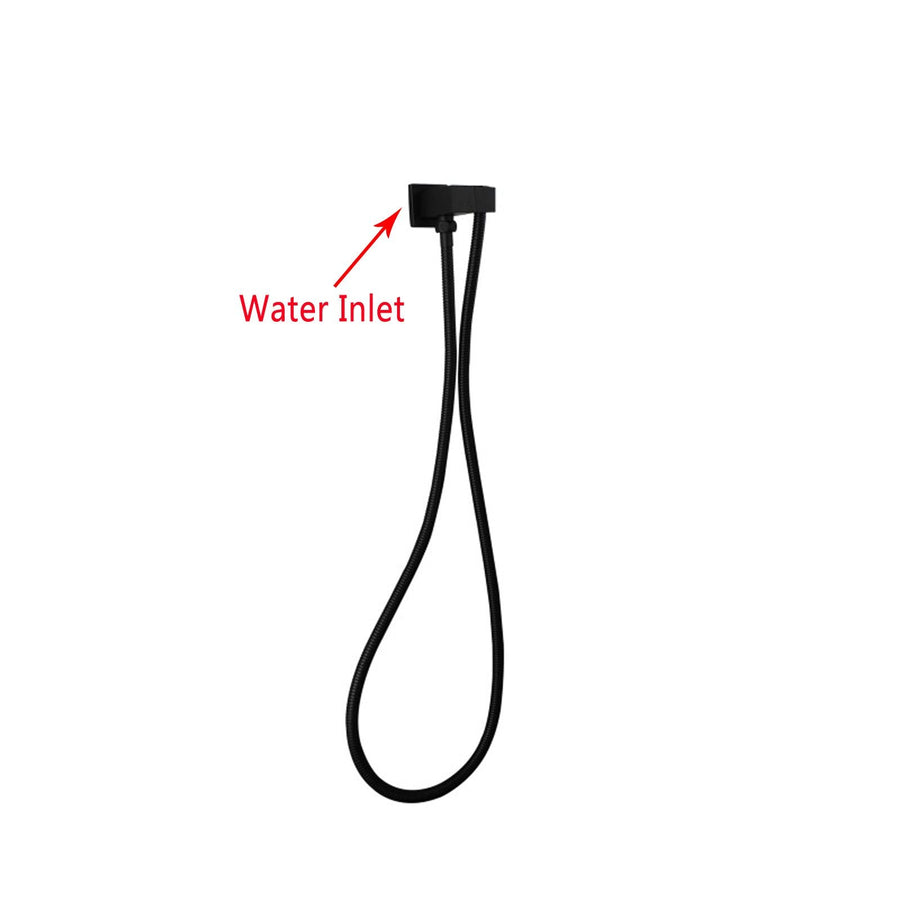 Square Black Shower Holder Wall Connector & Hose Only