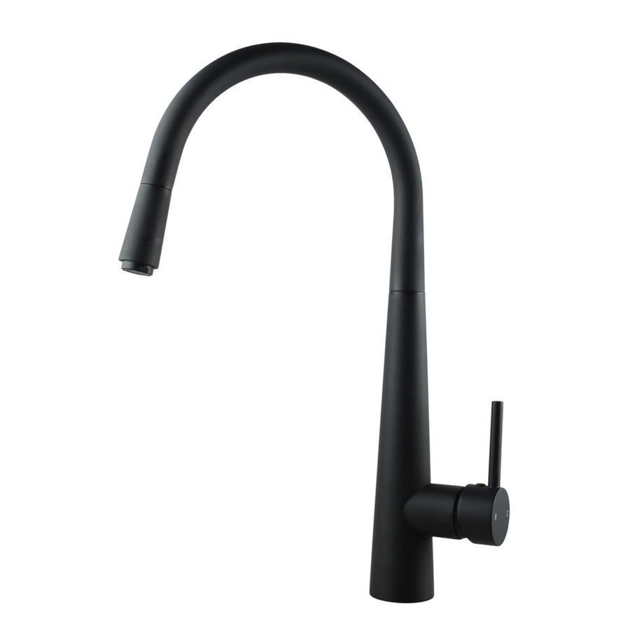 Round Black Pull Out Kitchen Sink Mixer Tap