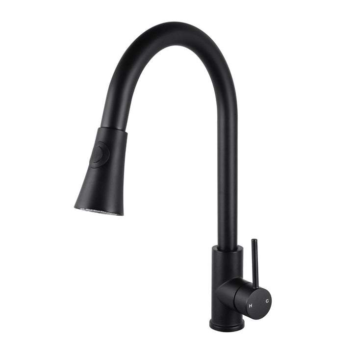 Round Black Pull Out Kitchen Sink Mixer Tap