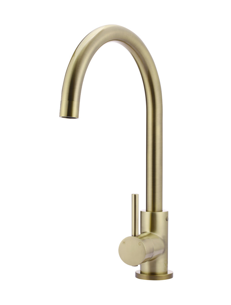 Round Gooseneck Kitchen Mixer Tap - PVD Tiger Bronze
