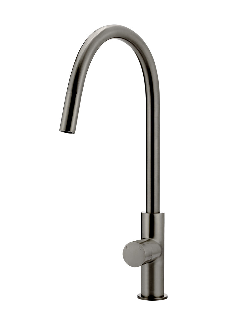 Round Pinless Piccola Pull Out Kitchen Mixer Tap - Shadow Gunmetal