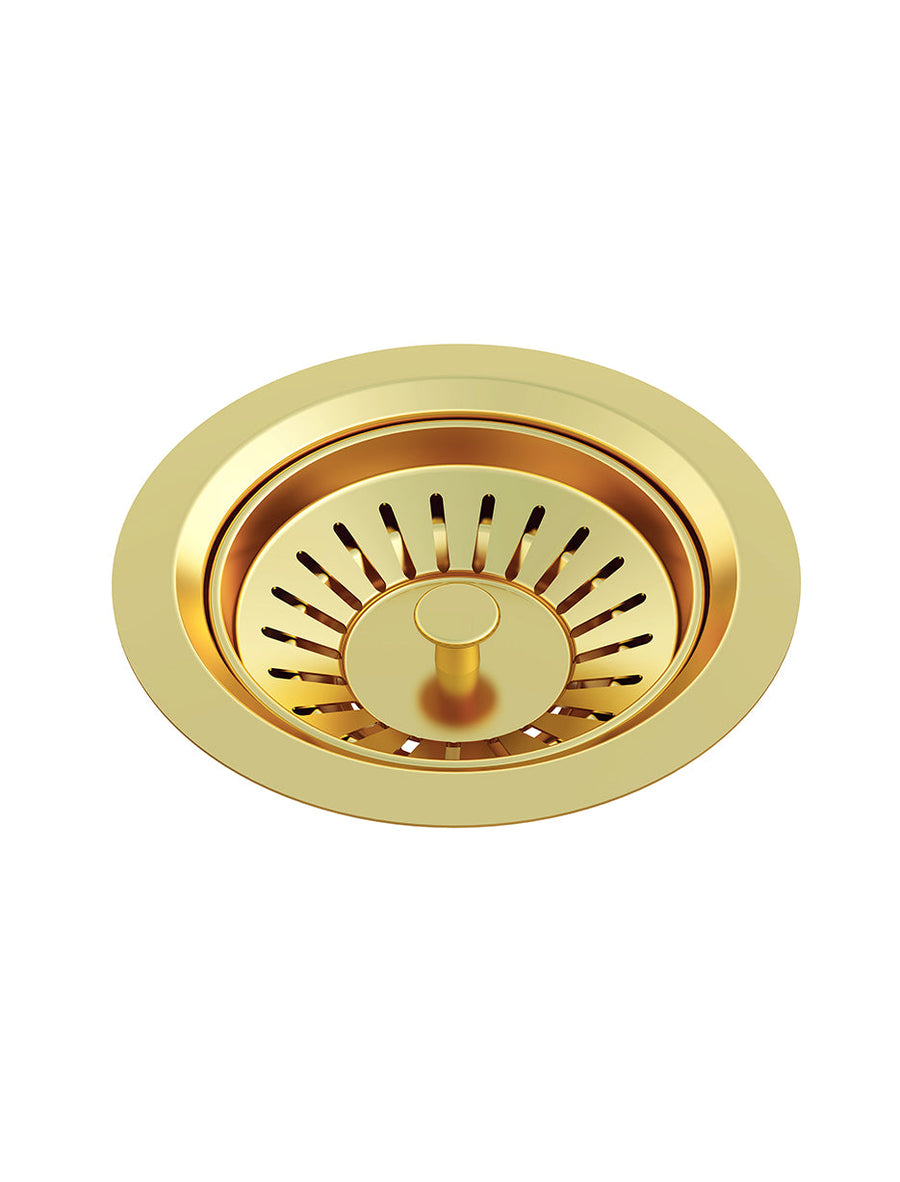 Lavello Sink Strainer and Waste Plug Basket with Stopper - Brushed Bronze Gold