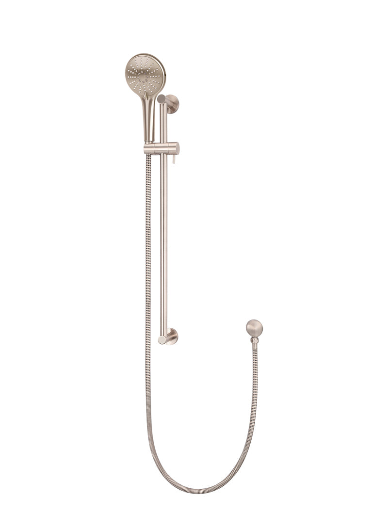 Round Three Function Hand Shower on Rail Column - Champagne