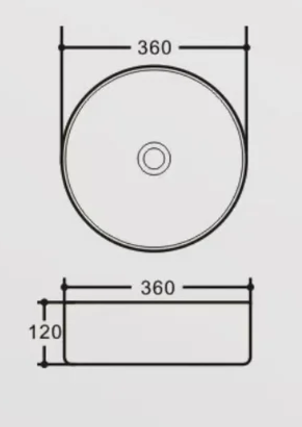 360x360x120mm Gloss White Above Counter Ceramic Basin