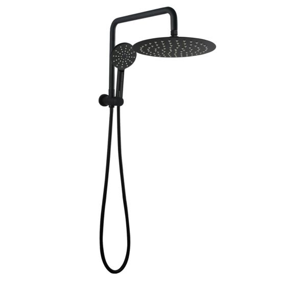 10" Round Black Shower Station Top Water Inlet