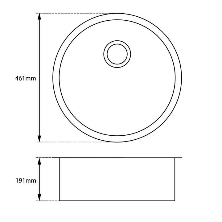 White Granite Quartz Stone Kitchen/Laundry Sink Round Single Bowl Top/Under Mount 460mm