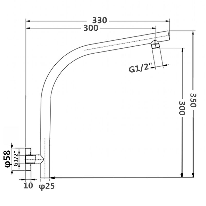 Pentro Gun Metal Grey Wall Mounted Shower Arm