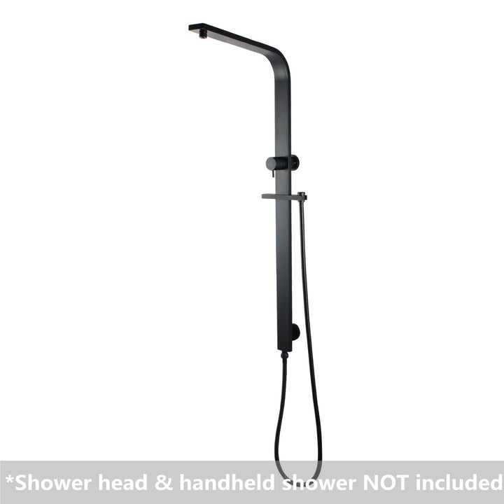 Black Square Shower Station without Shower Head and Handheld Shower(Wide Rail)