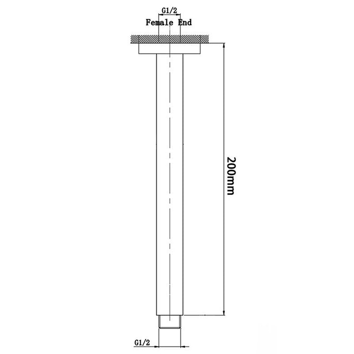 Norico Cavallo 200mm Gun Metal Grey Square Ceiling Shower Arm