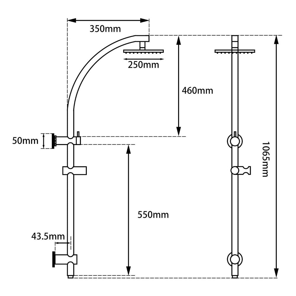 10'' Round Black Shower Station