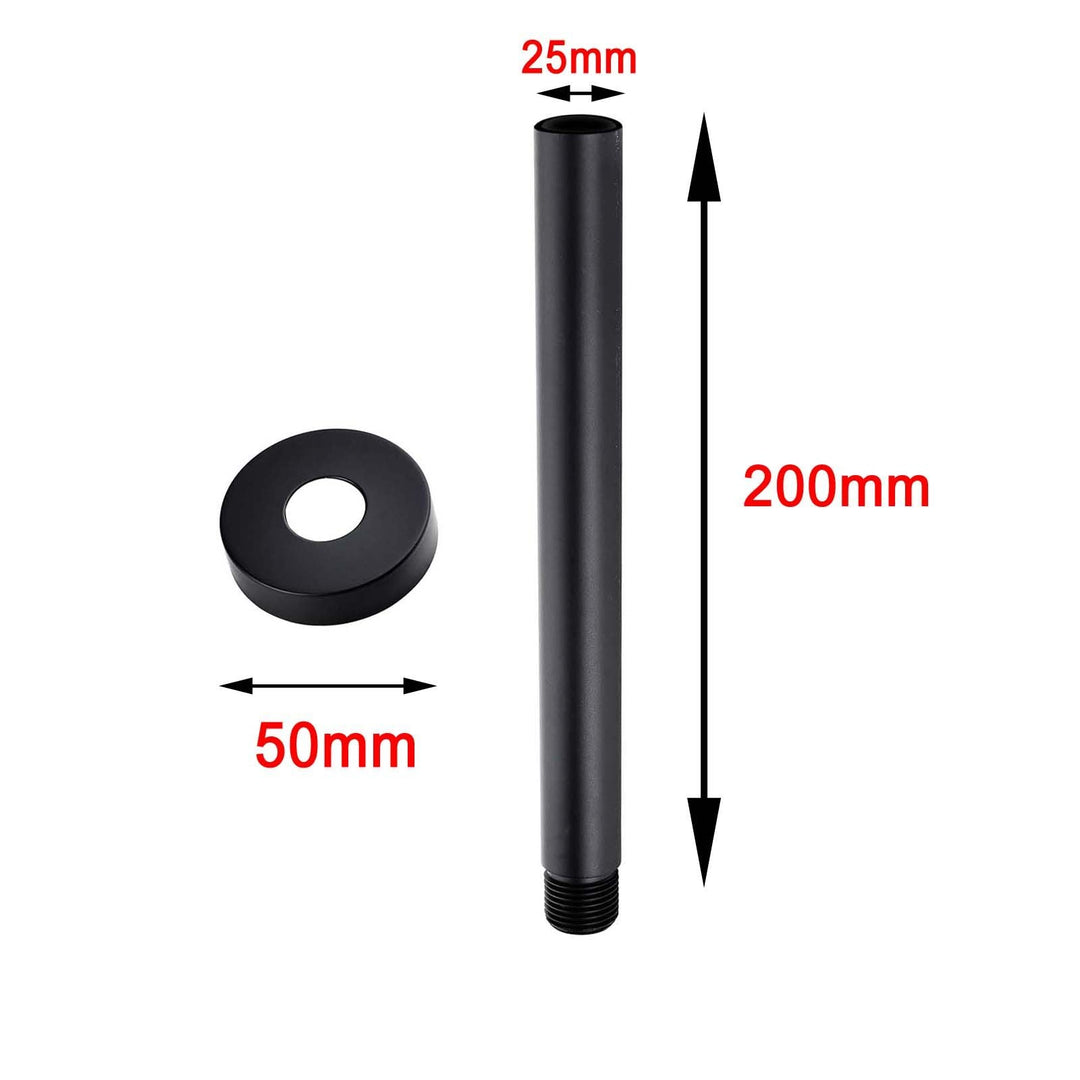 Round Black Ceiling Shower Arm 200mm