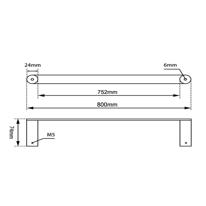 RUSHY Black Single Towel Rail 800mm