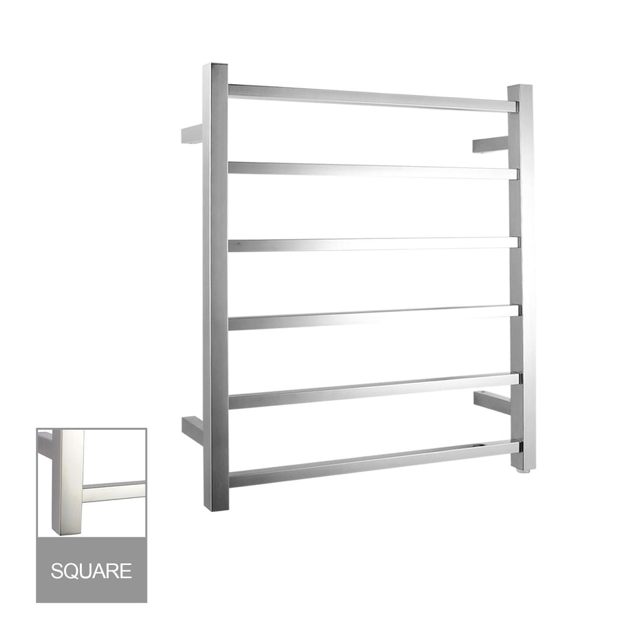 Square Chrome Electric Heated Towel Rack 6 Bars