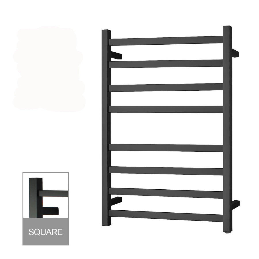 Square Black Electric Heated Towel Rack 8 Bars