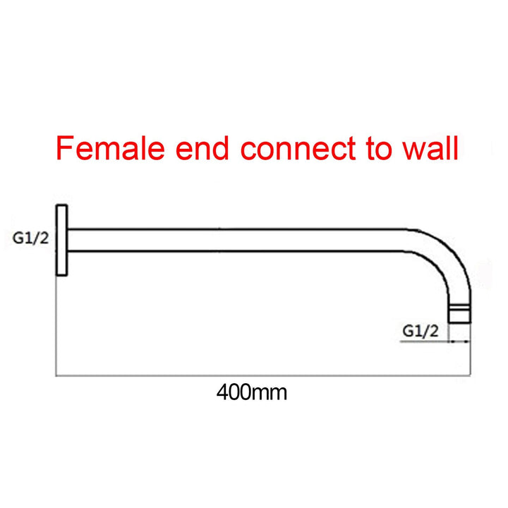 Round Gun Metal Grey Stainless Steel Wall Mounted Shower Arm 400mm