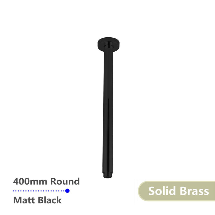 Round Matte Black Ceiling Shower Arm 400mm