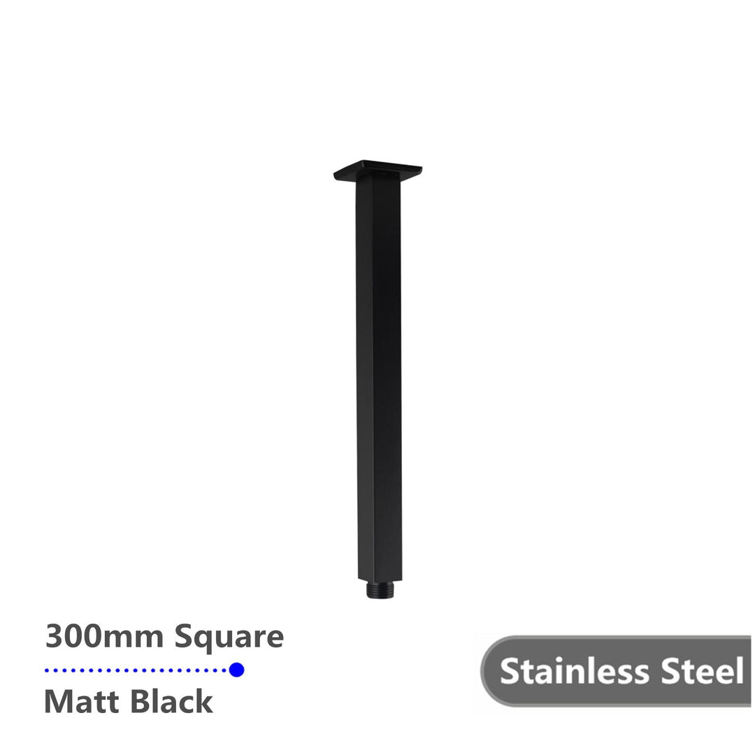 Square Black Ceiling Shower Arm 300mm