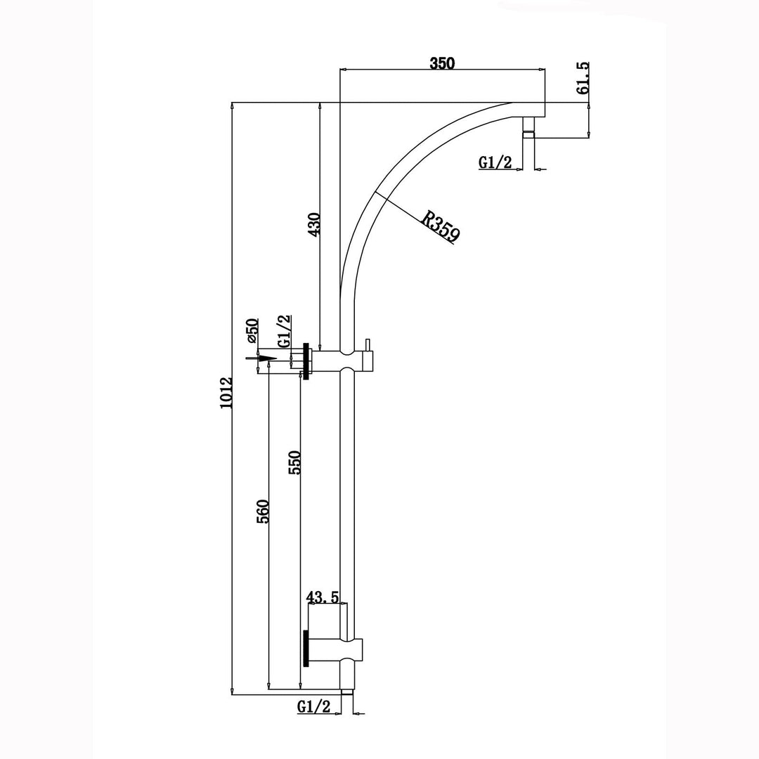 Round Chrome Top Inlet Shower Rail